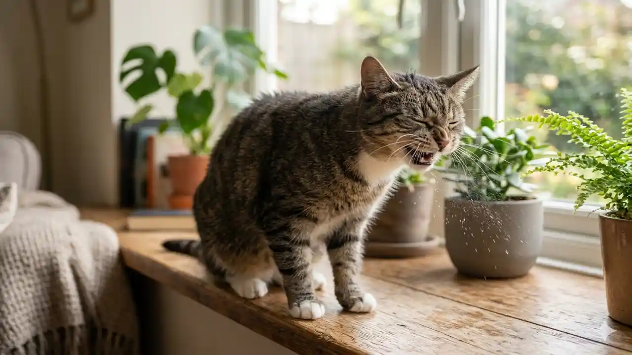 cat sneezing